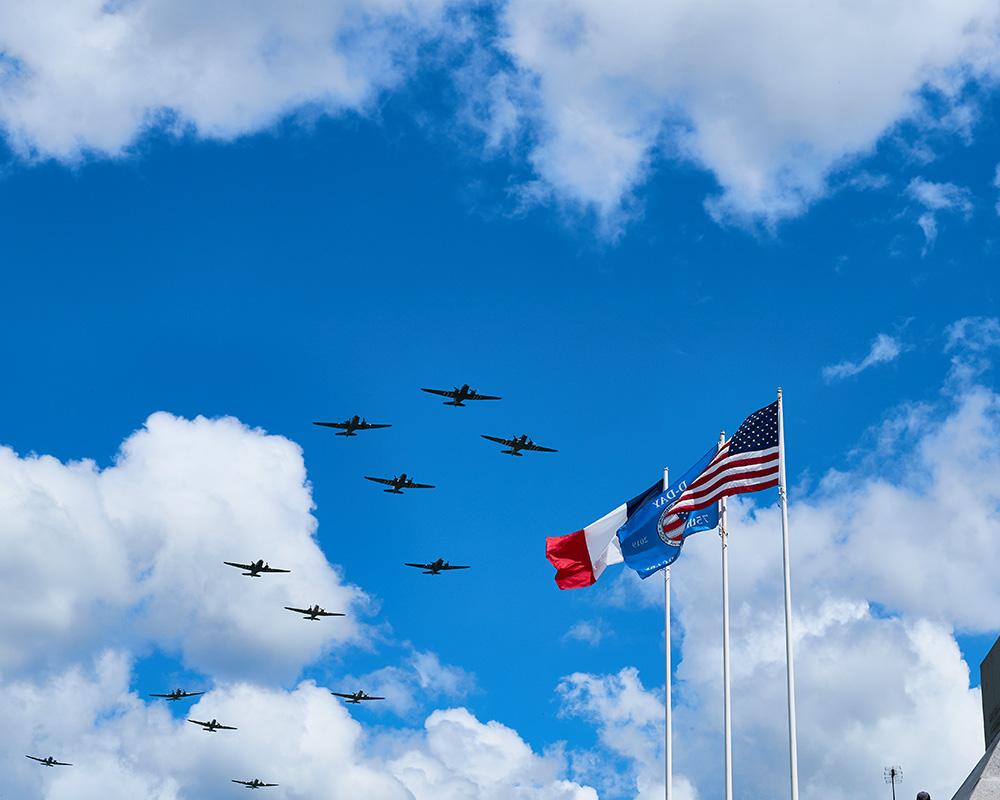 WWII bombers fly over Omaha Beach (photo credit: Brandon Dunivent)